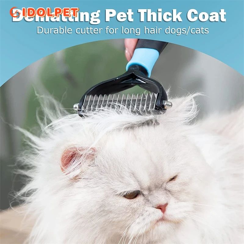 Cepillo Profesional para Eliminar Pelo de Mascotas, Peine de Doble Cara para Desenredar Perros y Gatos, Herramienta de Aseo para Cachorros, Eliminación de Pelo Suelto y de Subpelo