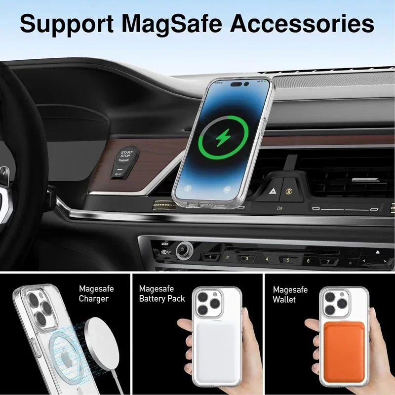 Funda transparente Original magnética para iPhone 17 Air 16 15 14 13 12 11 Pro Max mini XS XR Funda para Magsafe Funda transparente de silicona