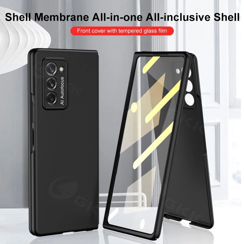 Funda de plástico ultrafina para Samsung Galaxy Z Fold 2, cubierta protectora de cristal mate para pantalla exterior para Samsung Z Fold2 5G