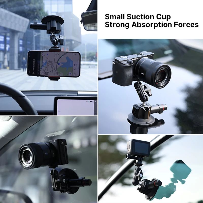 Ulanzi Soporte para Cámara de Acción de Teléfono de Coche Bomba de Mano Ventosa 360 °   Ajustable 1/4" para GoPro para teléfono inteligente Insta360 DJI Action