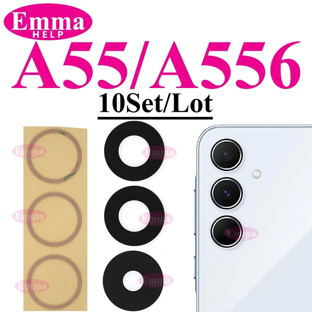 Lente de cristal de cámara trasera para Samsung Glaxy A14 A54 A05 A15 A55 A35 A34 A04 A25 A04s A05s A24 trasera con adhesivo adhesivo, 10 Uds.