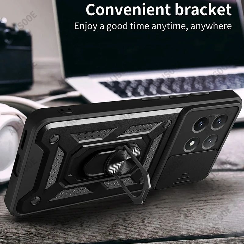 Funda Protectora para POCO X8 Pro Max X7 X6 Pro 5G, Funda con Anillo y Soporte para Xiaomi POCO X8 Pro, Protección para la Lente de la Cámara