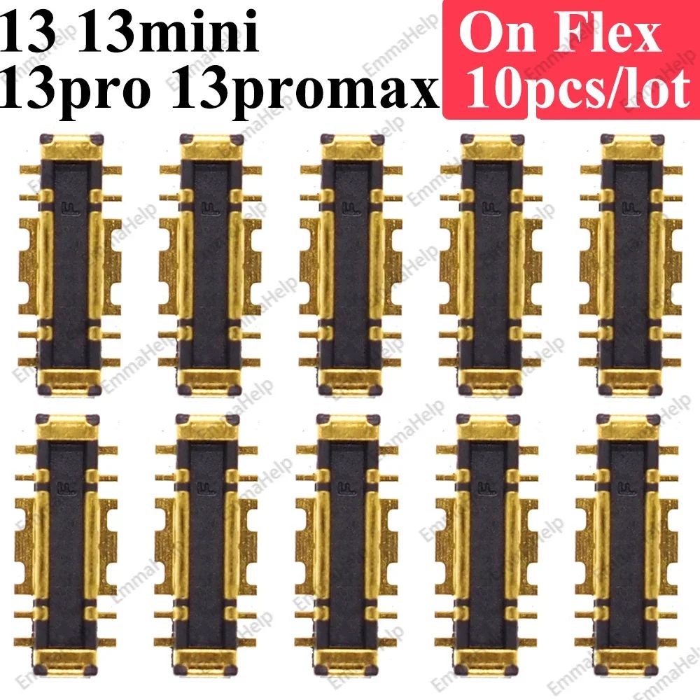 10 Uds batería FPC conector Flex Cable para iPhone 14 15 Plus 13 12 11 Pro Max 7 6S X XR 8 Plus Clip enchufe