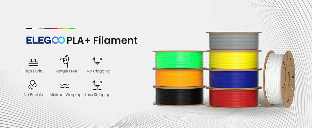 Filamento ELEGOO PLA+ de 1.75mm, PLA 3D para Impresoras 3D, Material Compatible con la Mayoría de las Impresoras FDM (1KG/Carrete, 2.2 lbs)