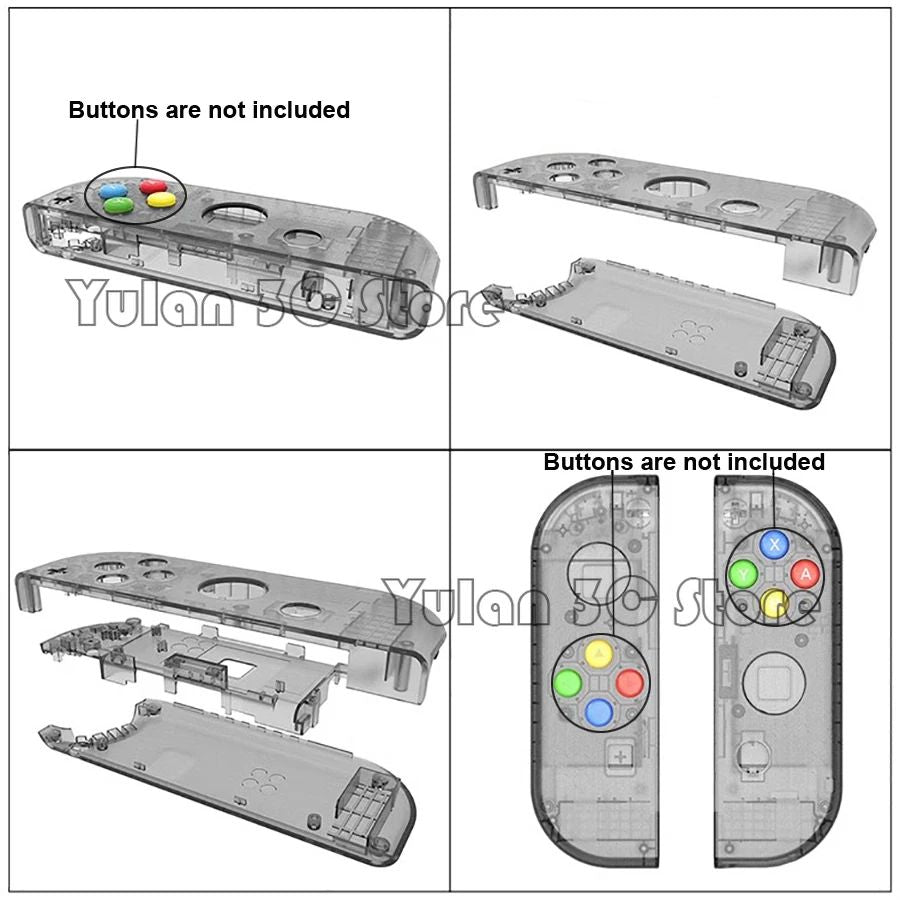Nuevo NIntend Switch, carcasa de repuesto DIY, funda transparente para consola Nintendo Switch, accesorios de juego Joycon derecho e izquierdo