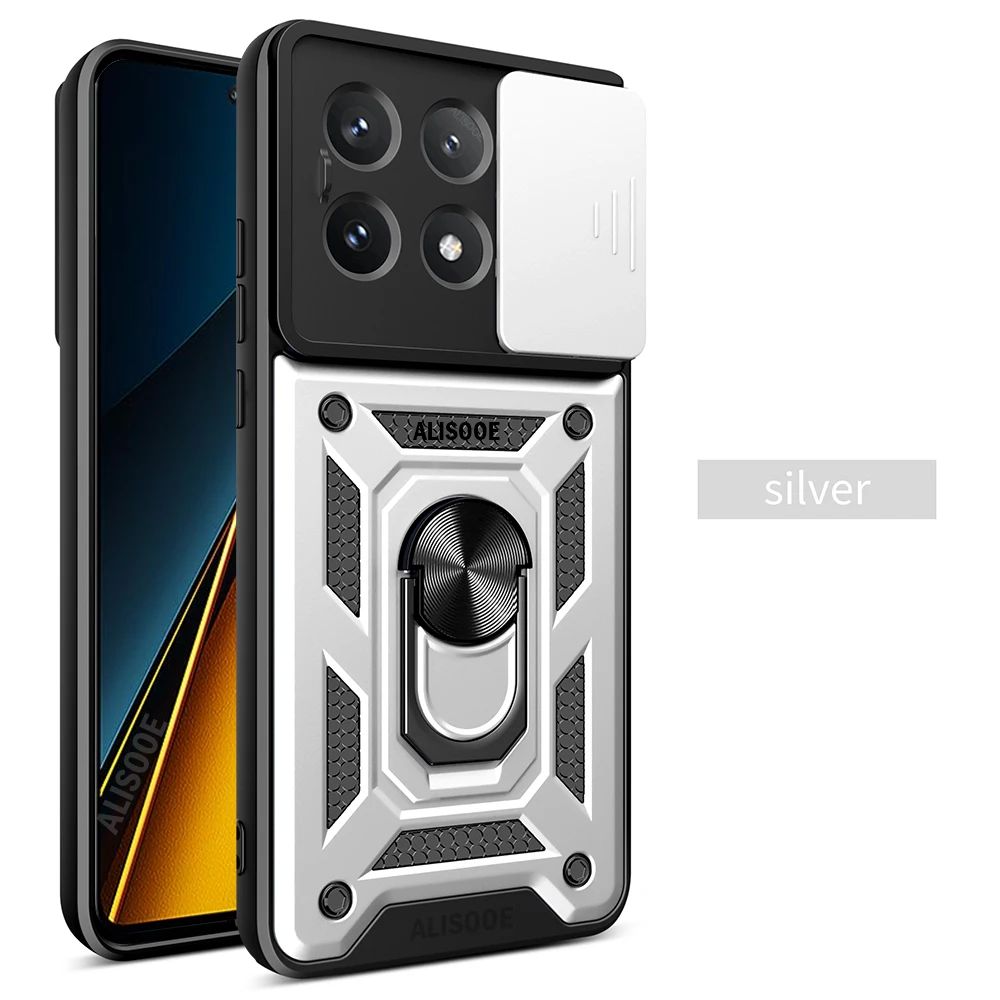 Funda Protectora para POCO X8 Pro Max X7 X6 Pro 5G, Funda con Anillo y Soporte para Xiaomi POCO X8 Pro, Protección para la Lente de la Cámara