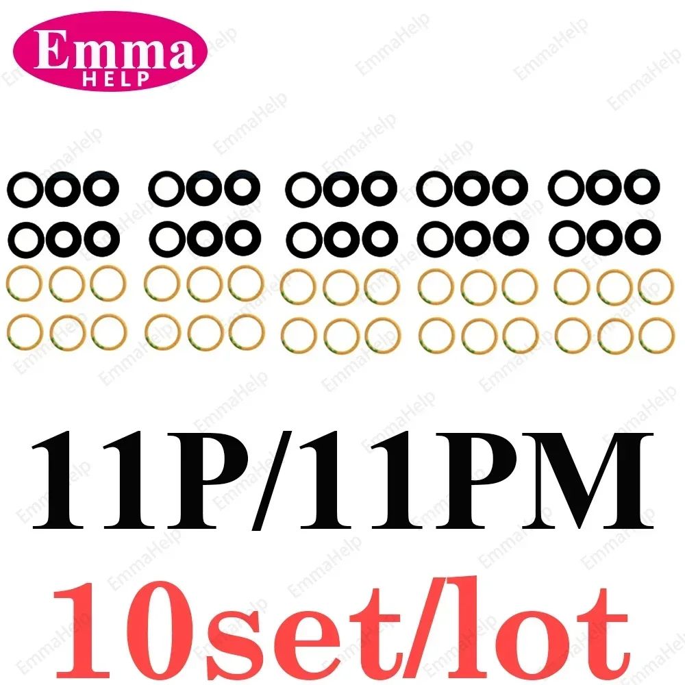 EmmaHelp, 10 Uds., cristal de cámara trasera para iPhone 7 8 Plus 6 6S 6Plus 7Plus X XR XS Max 11 12, lente de cubierta trasera, piezas de soporte adhesivo 3M