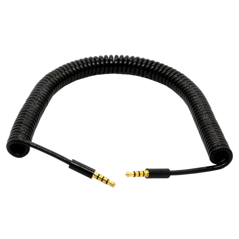 Conector de extensión 3,5mm 4 3 polos TRRS a TRRS macho a hembra auriculares Audio estéreo AUX Cable en espiral con resorte