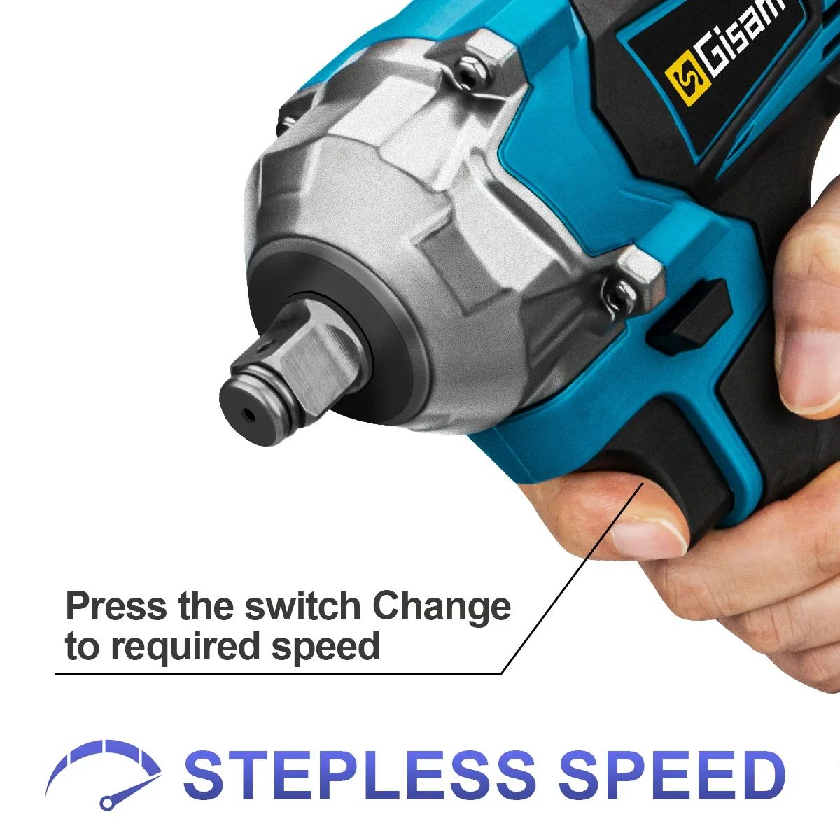 Gismis-llave de impacto eléctrica sin escobillas, 1200NM, 1/2 pulgadas, herramientas de llave eléctrica inalámbrica de alto Torque para Pin de batería Makita de 18V