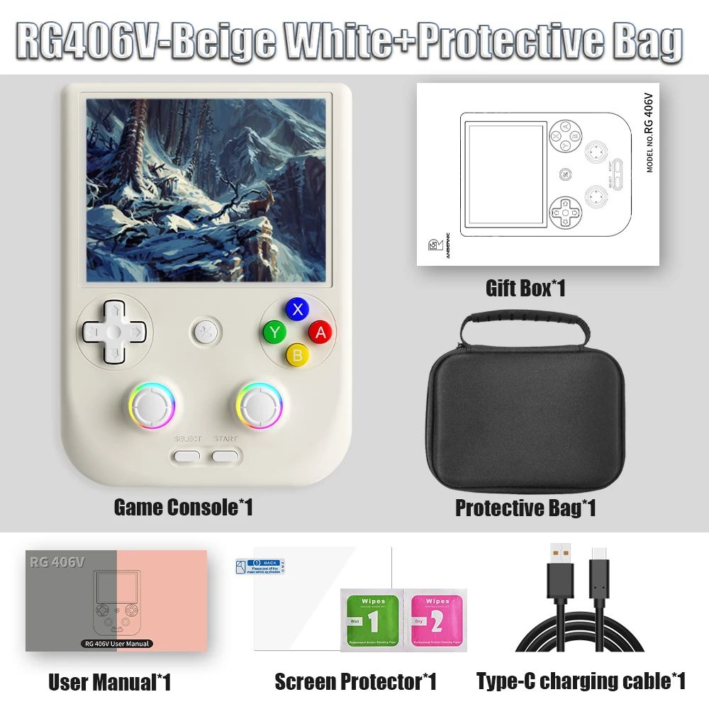 ANBERNIC-consola de juegos portátil RG 406V, pantalla multitáctil IPS de 4 ", Android13, videojuegos Retro, juego 512G, RG406V, compatible con 1080p DP