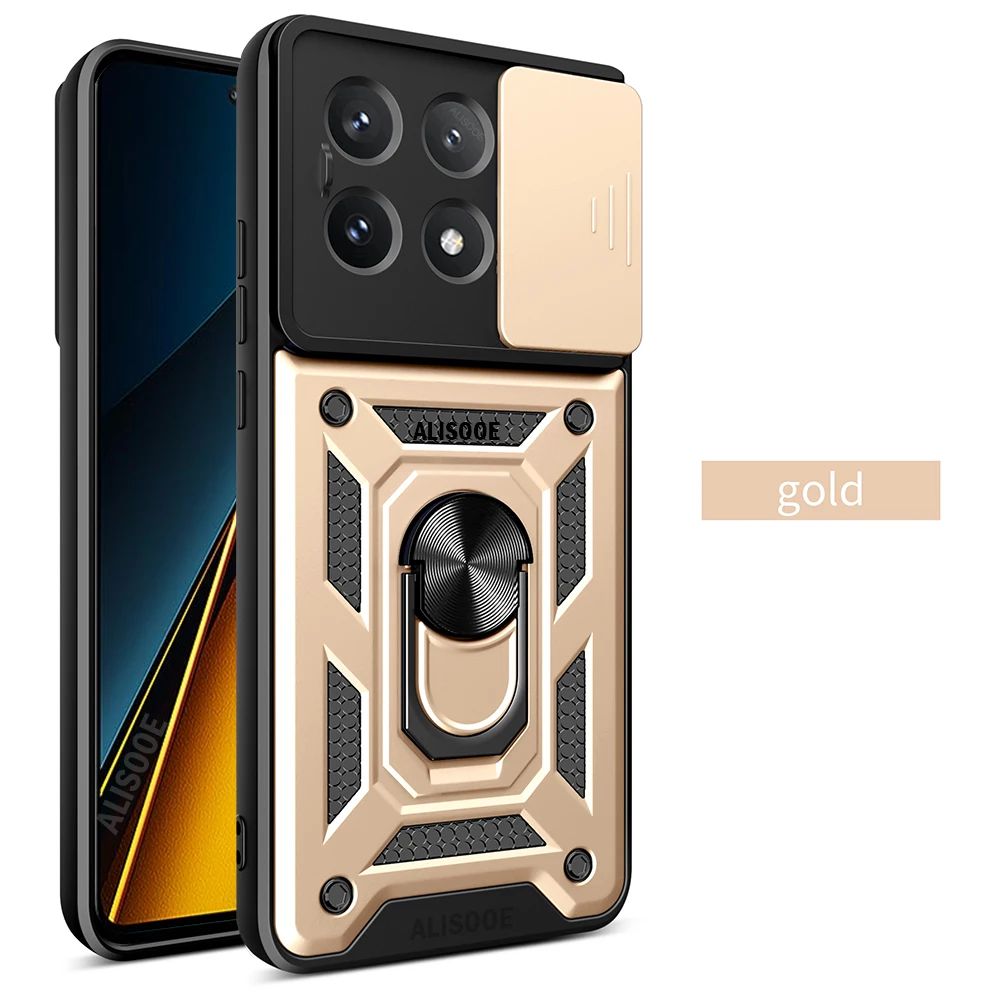 Funda Protectora para POCO X8 Pro Max X7 X6 Pro 5G, Funda con Anillo y Soporte para Xiaomi POCO X8 Pro, Protección para la Lente de la Cámara