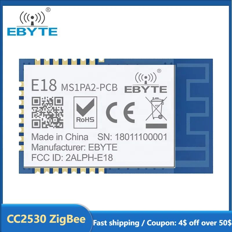 Módulo inalámbrico CC2530 ZigBee 2,4 GHz E18-MS1PA2-PCB EBYTE 100mW módulo de red Zigbee AD HOC de larga distancia con antena PCB
