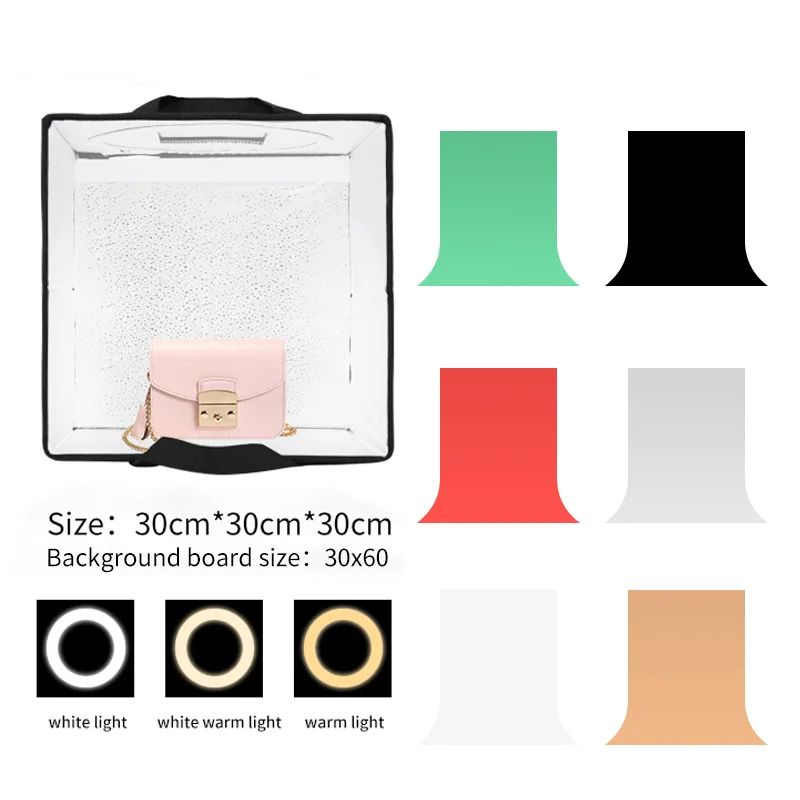 Cajas blandas para estudio de fotografía, mesa de fotografía regulable, plegable, portátil, Kit de tiendas de campaña con tablero de fondo de 3 uds.