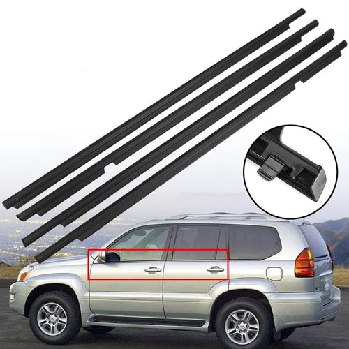 4 Uds. De goma exterior cromada o negra para ventanas Lexus GX470 2003-2009, sello de burlete para Land Cruiser Prado 120 75711-60061