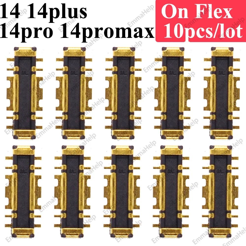 10 Uds batería FPC conector Flex Cable para iPhone 14 15 Plus 13 12 11 Pro Max 7 6S X XR 8 Plus Clip enchufe