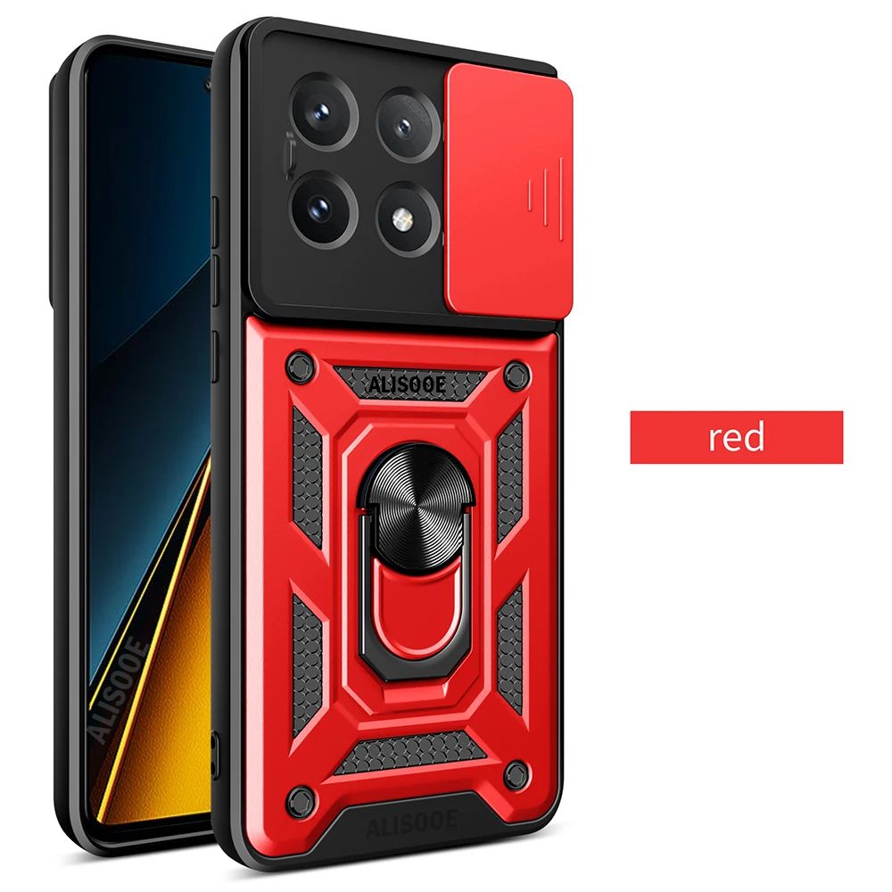 Funda Protectora para POCO X8 Pro Max X7 X6 Pro 5G, Funda con Anillo y Soporte para Xiaomi POCO X8 Pro, Protección para la Lente de la Cámara