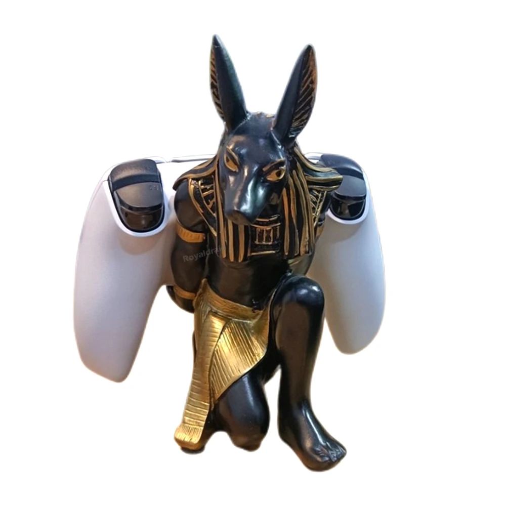 Soporte de resina para controlador de God Anubis de Egipto para PS4/PS5/XBOX/Switch, soporte para teléfono móvil, soporte de exhibición de escritorio, Gif de Navidad