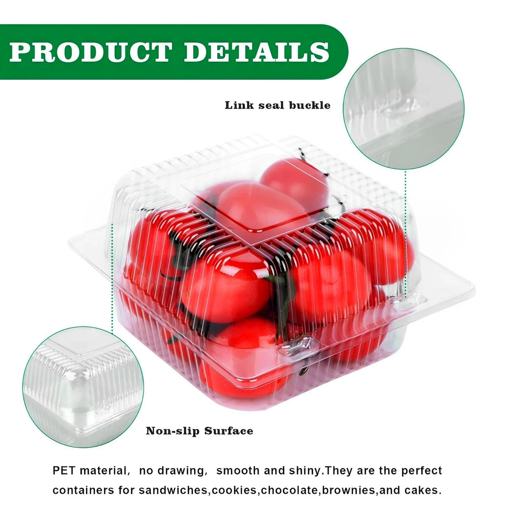 100 Uds. Tazas de postre multiusos con tapas contenedor de magdalenas reutilizable de 8oz caja de postre individual cuadrada transparente caja de almacenamiento de pasteles sellada