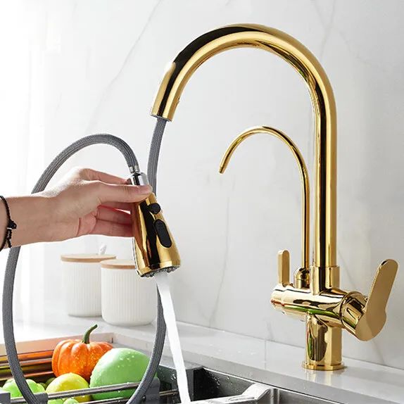 Grifos de cocina con filtro táctil inteligente, grifo mezclador de cocina extraíble en frío y caliente, color negro y dorado, Sensor de rotación, grifo de cocina con filtro táctil