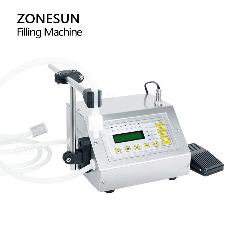 ZONESUN-máquina de llenado de líquidos, GFK-160A pequeña, Control Digital, 5-3500ml, jugo, agua, botella de llenado dosificadora con Pedal