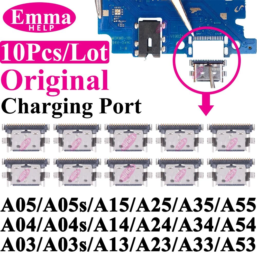 10 Conectores Originales para Puerto de Carga USB para Samsung A15 A05S A25 A35 A55 A13 A04S A14 A23 A33 A24 A34 A54 A53