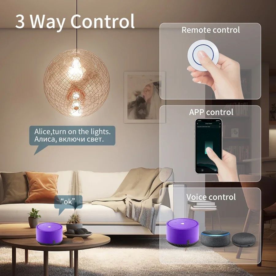 Wifi Tuya interruptor inteligente RF 433MHz 16/20A Alexa asistente de Google Alice relé inalámbrico DIY Mini módulo para iluminación Led de Panel de pared