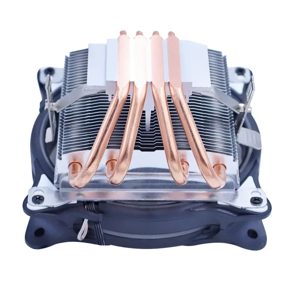 Enfriador de CPU, 4 tubos de disipación de calor, 120 mm, perfil bajo, 4 pines, LGA 115X 1200 1700 2011 X79 X99, AM4 AM5