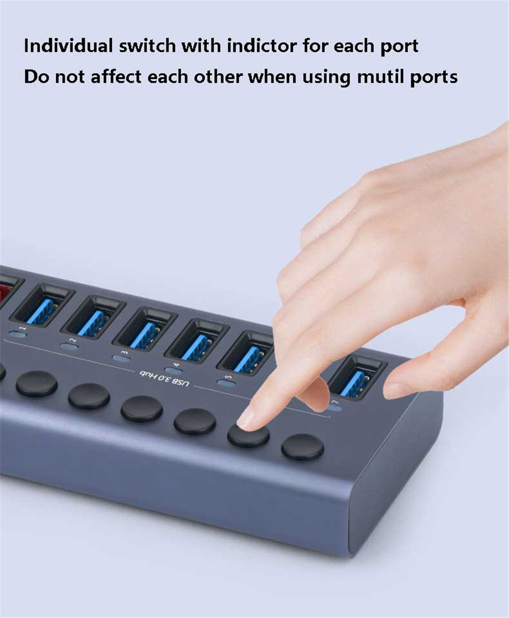 USB 3,0 Hub Socket Switch 4 6 10 puertos concentrador multi-tap multipuerto estación de acoplamiento cargador fuente de alimentación múltiple tipo C