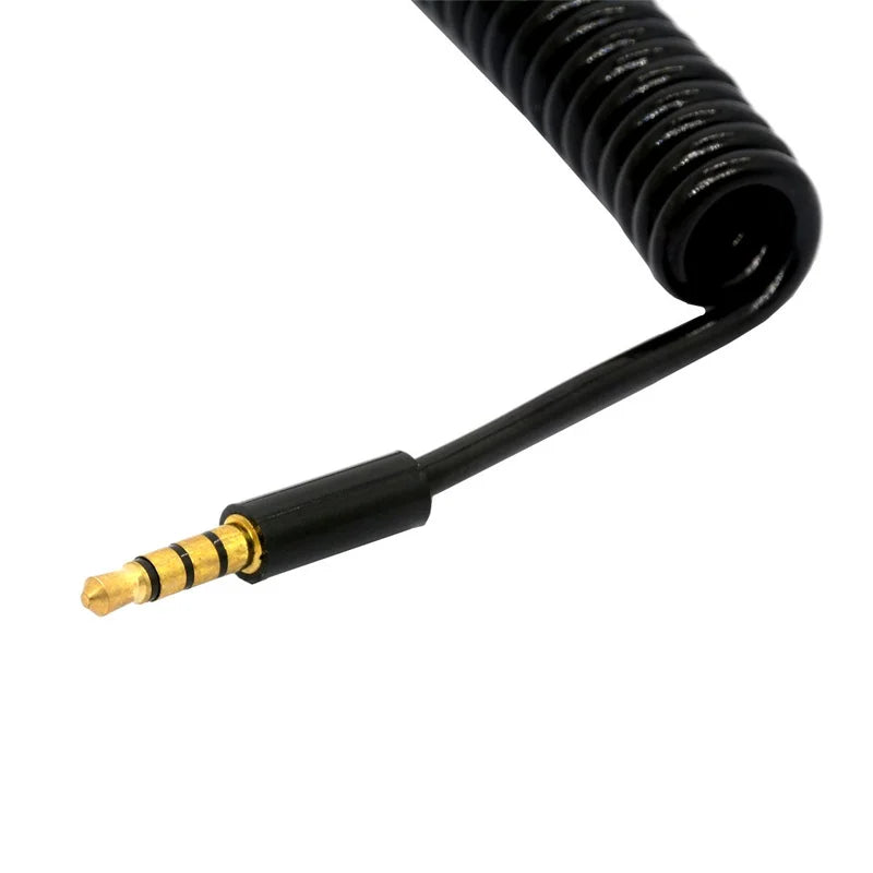 Conector de extensión 3,5mm 4 3 polos TRRS a TRRS macho a hembra auriculares Audio estéreo AUX Cable en espiral con resorte
