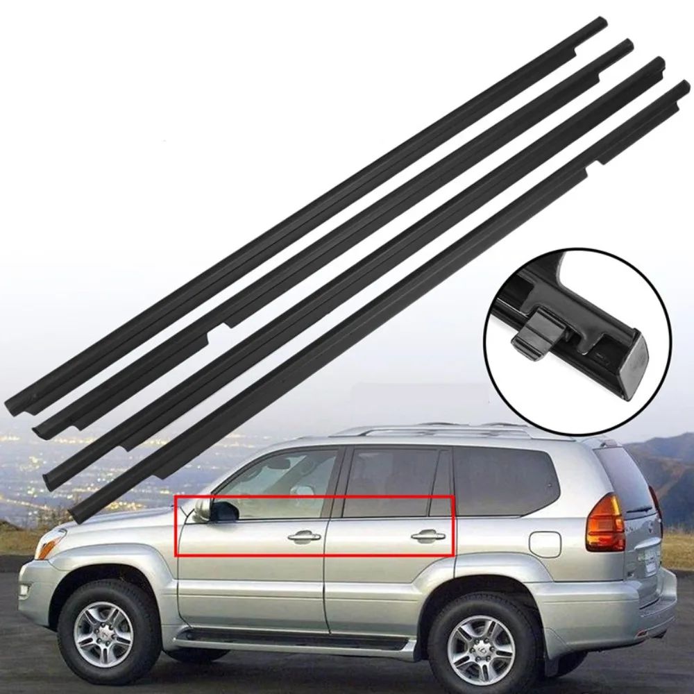 4 Uds. De goma exterior cromada o negra para ventanas Lexus GX470 2003-2009, sello de burlete para Land Cruiser Prado 120 75711-60061