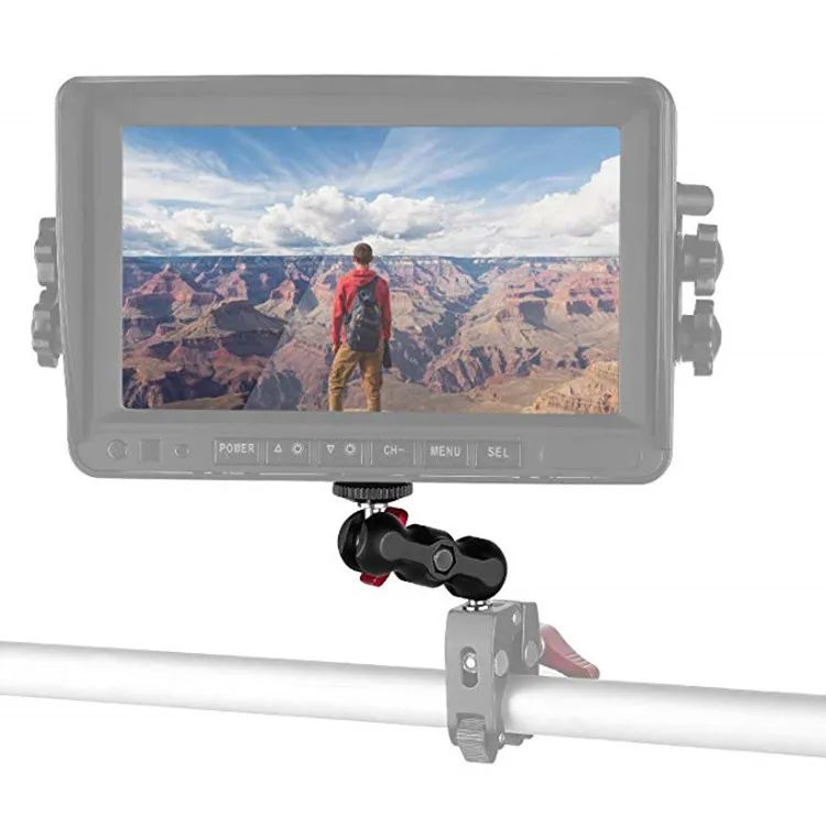 Monitor de montaje con abrazadera para cámara Super Clamp 360 °   Adaptador de cabeza de bola doble con brazo mágico Ballhead para cámara DSLR/Gopro/luces LED/teléfono