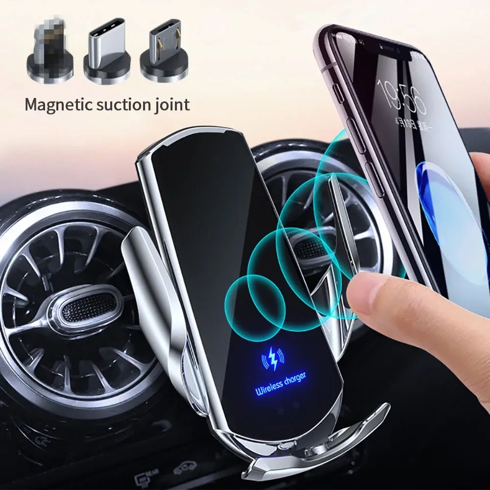 Cargador inalámbrico magnético para coche, soporte de teléfono para iPhone, Samsung, Xiaomi, inducción infrarroja, estación de carga rápida de 15W