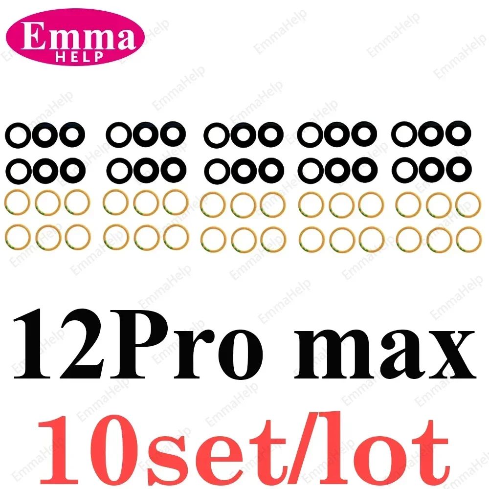 EmmaHelp, 10 Uds., cristal de cámara trasera para iPhone 7 8 Plus 6 6S 6Plus 7Plus X XR XS Max 11 12, lente de cubierta trasera, piezas de soporte adhesivo 3M