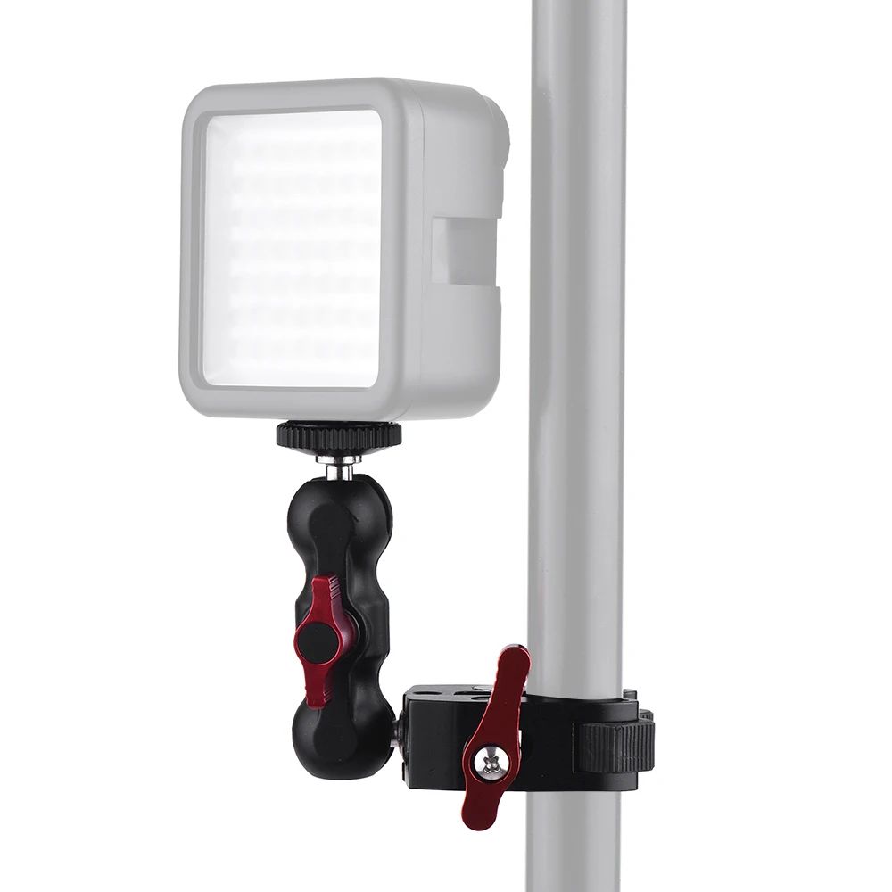 Monitor de montaje con abrazadera para cámara Super Clamp 360 °   Adaptador de cabeza de bola doble con brazo mágico Ballhead para cámara DSLR/Gopro/luces LED/teléfono