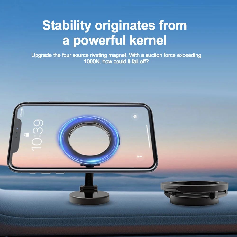 Soporte magnético fuerte para teléfono móvil para coche 360 °   Soporte Pegatina Trasera Giratorio Ajustable Magsafe para IPhone 15 Samsung Xiaomi Universal