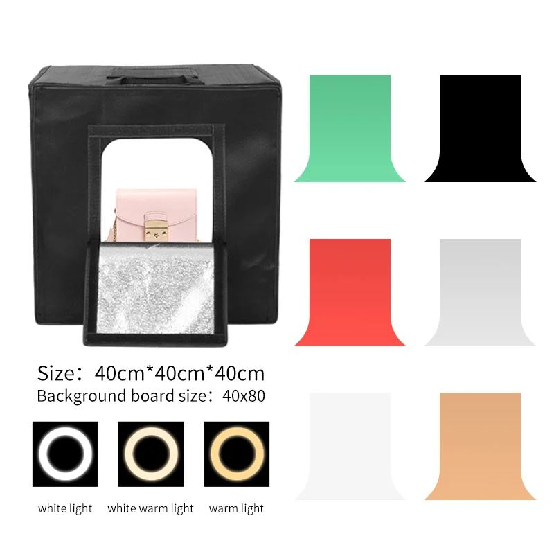 Cajas blandas para estudio de fotografía, mesa de fotografía regulable, plegable, portátil, Kit de tiendas de campaña con tablero de fondo de 3 uds.