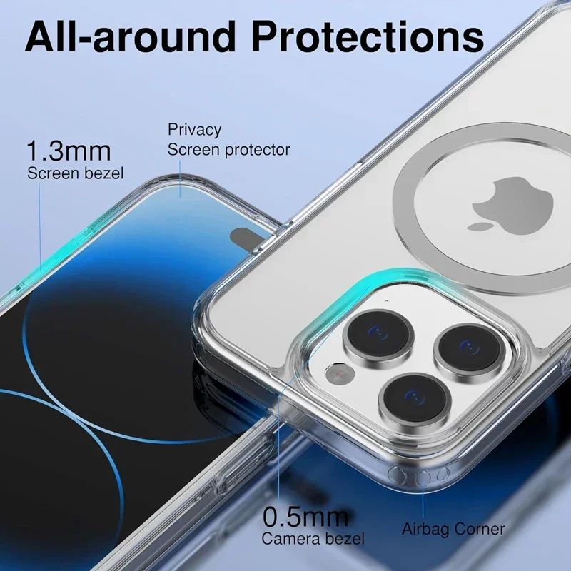 Funda transparente Original magnética para iPhone 17 Air 16 15 14 13 12 11 Pro Max mini XS XR Funda para Magsafe Funda transparente de silicona