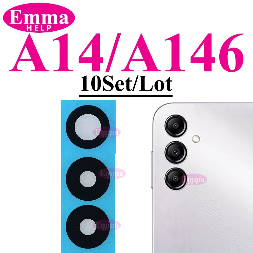 Lente de cristal de cámara trasera para Samsung Glaxy A14 A54 A05 A15 A55 A35 A34 A04 A25 A04s A05s A24 trasera con adhesivo adhesivo, 10 Uds.