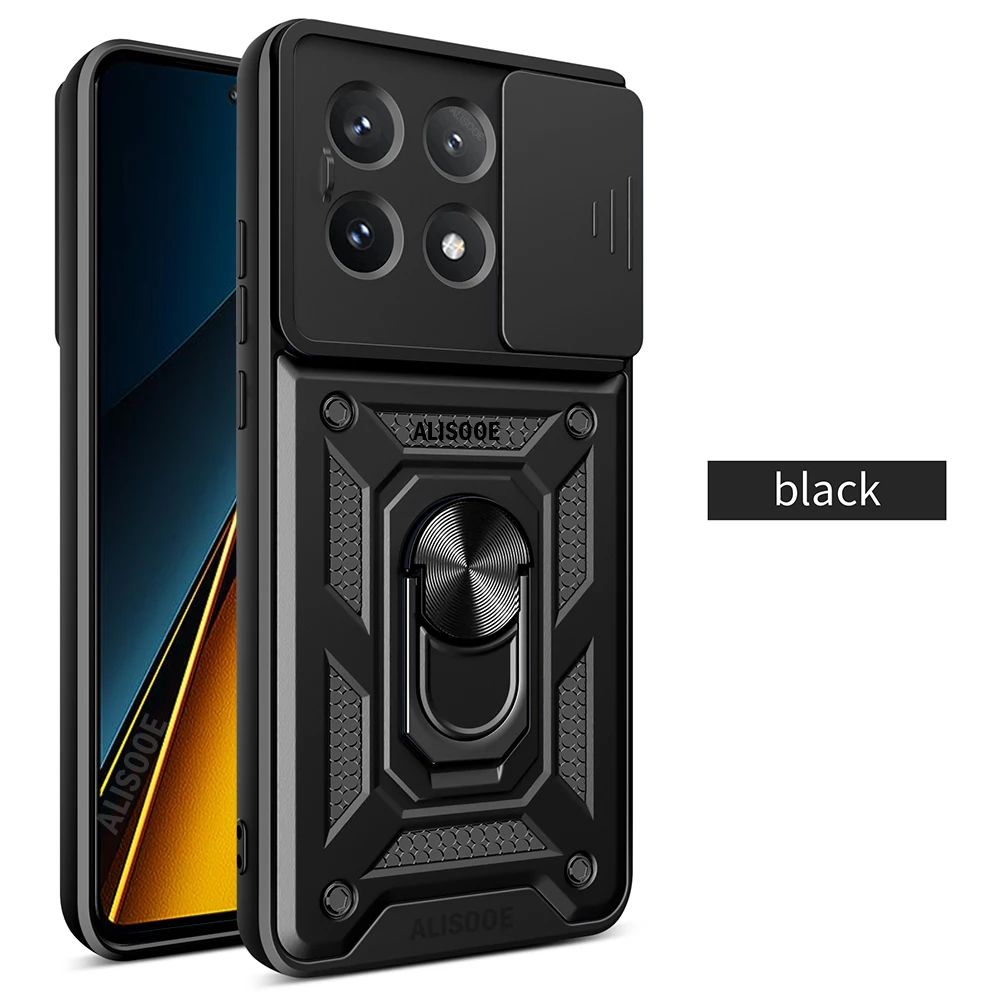Funda Protectora para POCO X8 Pro Max X7 X6 Pro 5G, Funda con Anillo y Soporte para Xiaomi POCO X8 Pro, Protección para la Lente de la Cámara