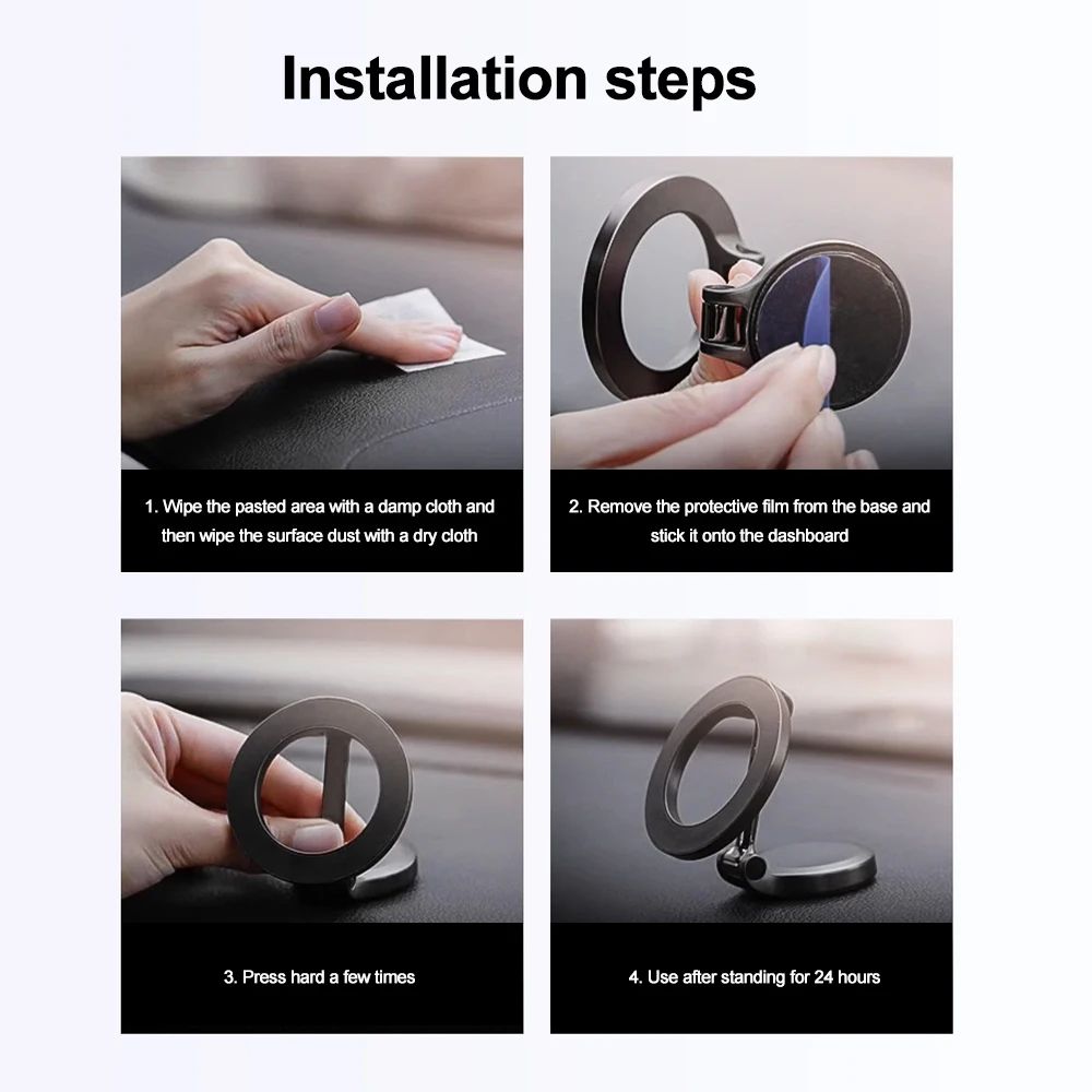 Soporte magnético fuerte para teléfono móvil para coche 360 °   Soporte Pegatina Trasera Giratorio Ajustable Magsafe para IPhone 15 Samsung Xiaomi Universal