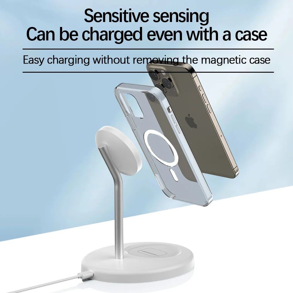 Soporte de cargador inalámbrico magnético 2 en 1, estación de carga de teléfono para iPhone 15, 14, 13, 12, 11 Pro Max, cargadores rápidos de AirPods