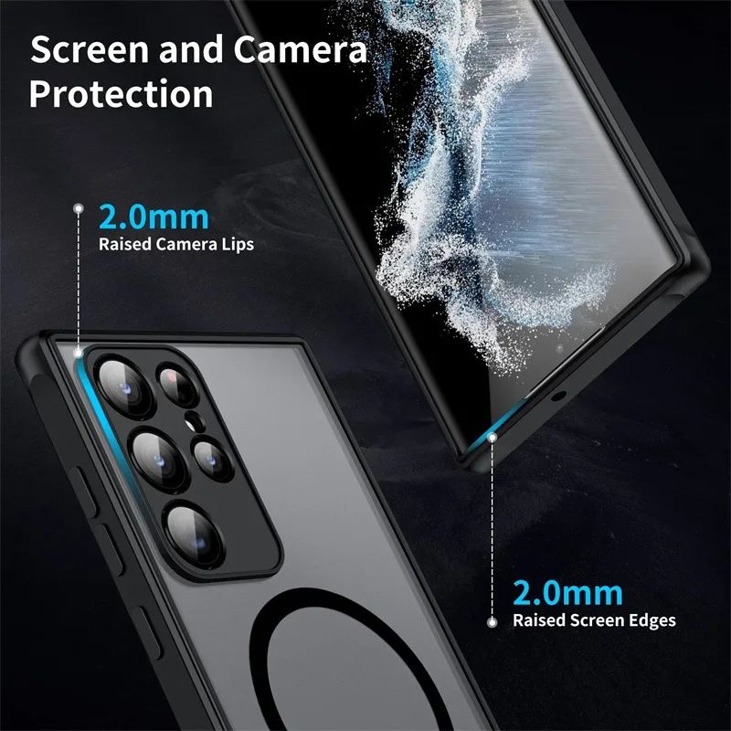 Para Magsafe funda magnética mate para Samsung Galaxy S25 S24 S23 S22 S21 Ultra Plus FE cubierta de carga inalámbrica esmerilada a prueba de golpes