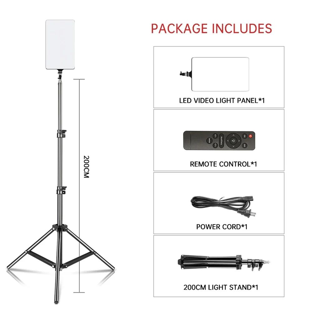 Luz LED de Video SH de 24'' y 90W, Panel de Iluminación Regulable para Fotografía, Selfies, Estudio Fotográfico, Transmisión en Vivo, Lámpara de Relleno con Trípode