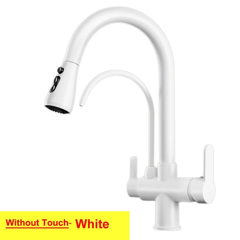 Grifos de cocina con filtro táctil inteligente, grifo mezclador de cocina extraíble en frío y caliente, color negro y dorado, Sensor de rotación, grifo de cocina con filtro táctil
