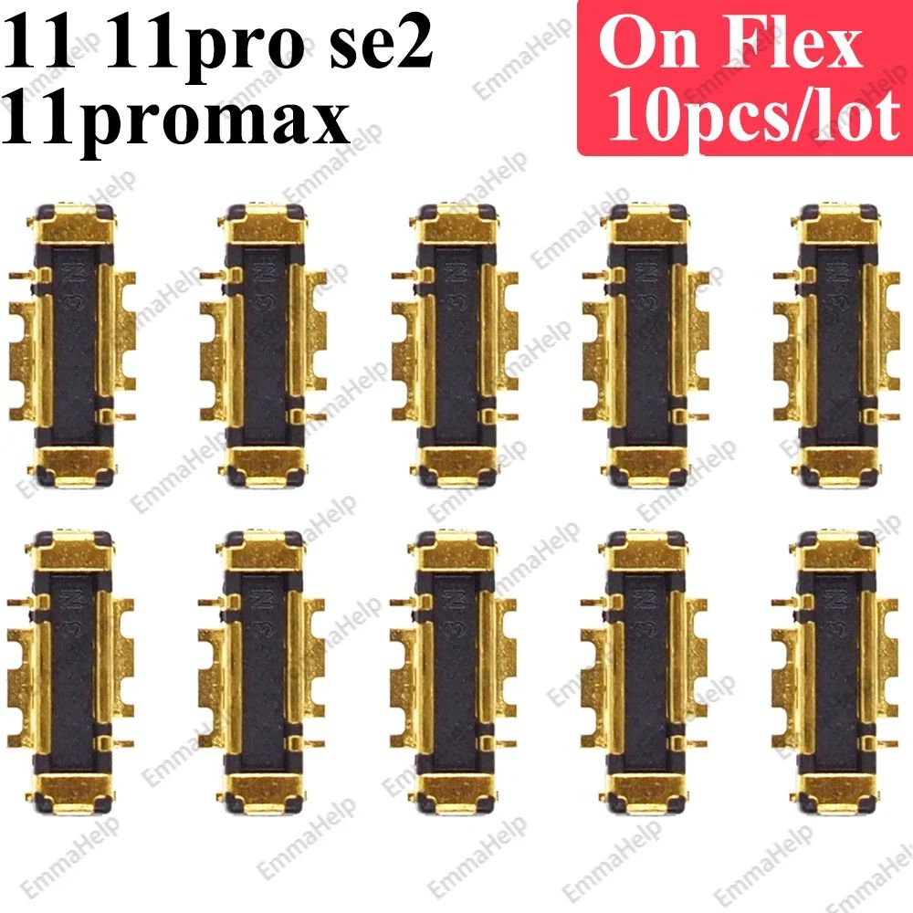 10 Uds batería FPC conector Flex Cable para iPhone 14 15 Plus 13 12 11 Pro Max 7 6S X XR 8 Plus Clip enchufe