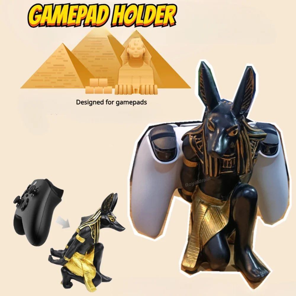 Soporte de resina para controlador de God Anubis de Egipto para PS4/PS5/XBOX/Switch, soporte para teléfono móvil, soporte de exhibición de escritorio, Gif de Navidad