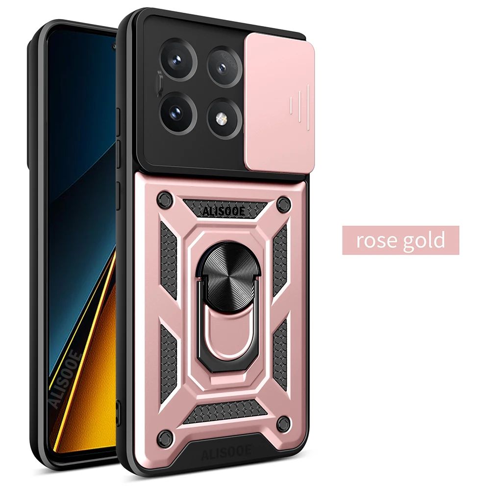 Funda Protectora para POCO X8 Pro Max X7 X6 Pro 5G, Funda con Anillo y Soporte para Xiaomi POCO X8 Pro, Protección para la Lente de la Cámara