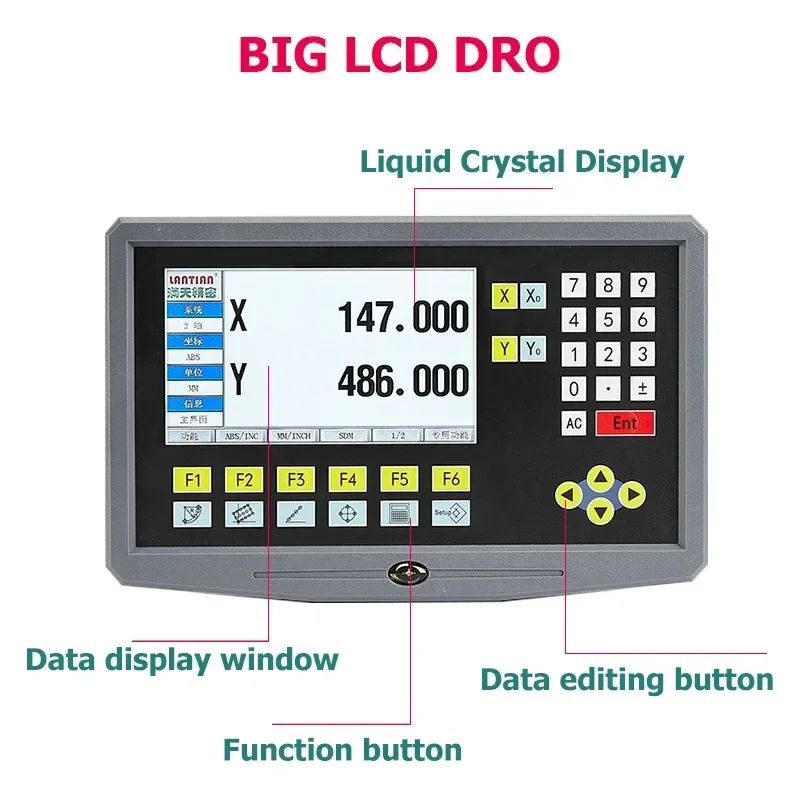 Pantalla LCD DRO YH800-2 de 2 Ejes, 19 Idiomas, AC90-260V, Sensor de Desplazamiento, Escala Lineal de 50-1000mm, Codificador, Regla de Cuadrícula