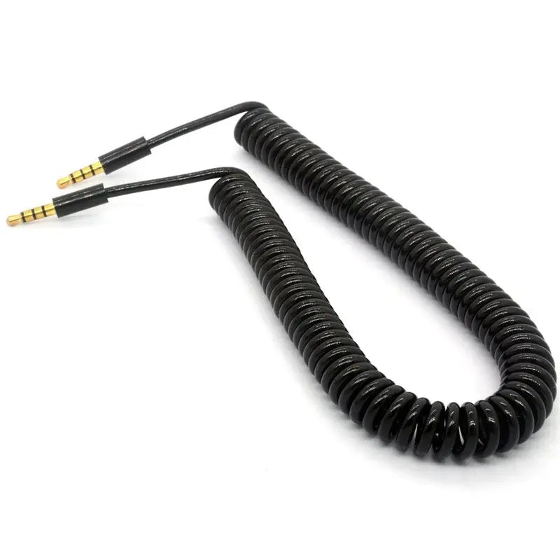 Conector de extensión 3,5mm 4 3 polos TRRS a TRRS macho a hembra auriculares Audio estéreo AUX Cable en espiral con resorte