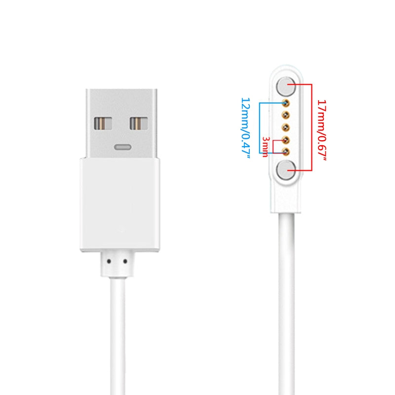 Cable cargador Universal estable adecuado para Smartwatch 5 pines y 12mm, Cable carga USB, adaptador corriente succión magnética